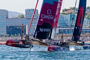 The America's Cup World Series regatta (AC World Series) is taking place in the port city of Cascais, Portugal known for great sailing conditions. This is the AC45 wing-sailed catamaran's  first-ever competition.
Photo Credit must read ©Bob Grieser/OUTSIDEIMAGES.COM or a 50 Euro fee is charged photo copyright Bob Grieser/Outside Images www.outsideimages.com taken at  and featuring the  class