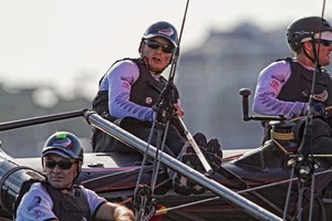 Skipper Dean Barker (NZL) ETNZ .  The America's Cup World Series regatta (AC World Series) is taking place in the port city of Cascais, Portugal known for great sailing conditions. This is the AC45 wing-sailed catamaran's  first-ever competition. 
Photo Credit must read ©Bob Grieser/OUTSIDEIMAGES.COM or a 50 Euro fee is charged photo copyright Bob Grieser/Outside Images www.outsideimages.com taken at  and featuring the  class