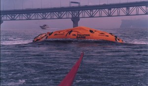 A Lancer oil recovery inflatable barge under test in the Waitemata - the Lancer barges can operate in sea states of 6ft significant waves photo copyright Lancer Industries. www.lancer.co.nz taken at  and featuring the  class