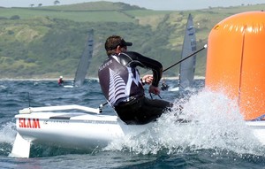 Dan Slater at mark - Finns at Weymouth and Portland International Regatta 2011 photo copyright Robert Deaves/Finn Class http://www.finnclass.org taken at  and featuring the  class