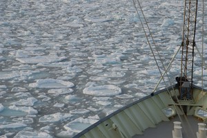 R/V Knorr navigates through the Iceland Sea while taking measurements of the North Icelandic Jet. photo copyright Woods Hole Oceanographic Institution (WHOI) http://www.whoi.edu/ taken at  and featuring the  class