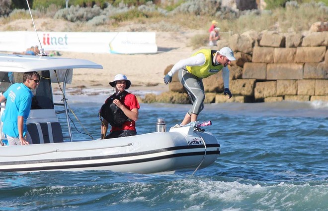 Not content with having the British Finn nomination for the 2012 Olympics, Ben Ainslie prepares to impress the Swimming selectors, Fremantle - ISAF World Sailing Championships © Robert Deaves/Finn Class http://www.finnclass.org