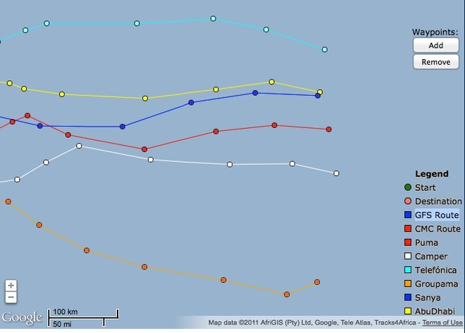200nm covers the spread of the fleet Day 4, Volvo Ocean Race, Leg 2 © PredictWind.com www.predictwind.com