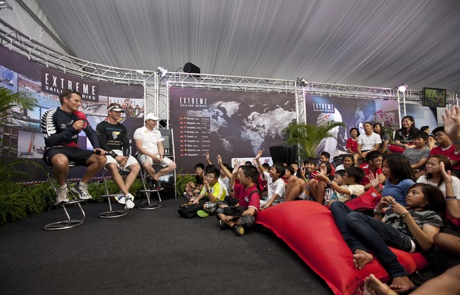 Singapore Sailing Federation Q&A with Dean Barker (ETNZ), Chris Draper (Oman Air) and Roman Hagara (RBES) - Act 9 Day 3 Extreme Sailing Series 2011 &copy; Lloyd Images http://lloydimagesgallery.photoshelter.com/