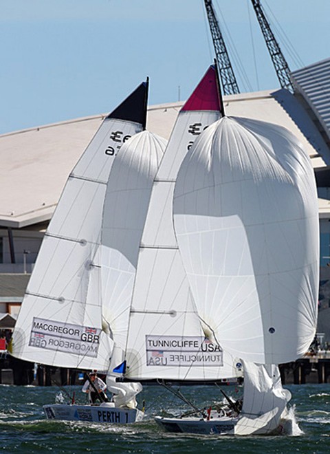 Perth, WA - December 16: Lucy Macgregor, Annie Lush, Kate Macgregor, Anna Tunnicliffe, Deborah Capozzi, Molly Vandemoer, Womens Match Racing December 16 2011 off Fremantle, Australia. © Richard Langdon /Ocean Images http://www.oceanimages.co.uk
