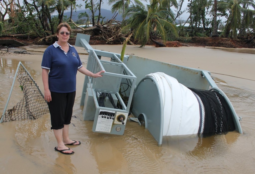 Cyclone Yasi caused significant damage to the Mission Beach foreshore, picture shows a partially buried stinger net winch system. - Zhik Mission Beach regatta © Tom Orr