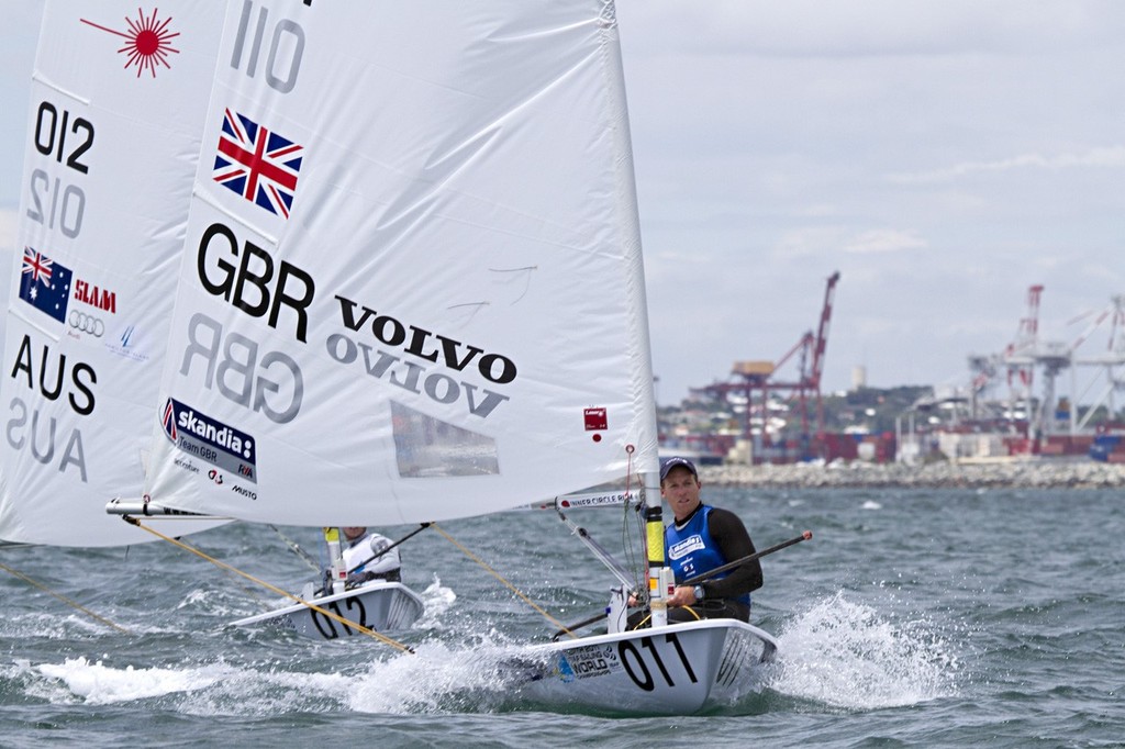 ISAF Sailing World Cup Perth - GBR Paul Goodison ahead of AUS Tom Burton.<br />
<br />
 &copy;  Alex McKinnon Photography http://www.alexmckinnonphotography.com