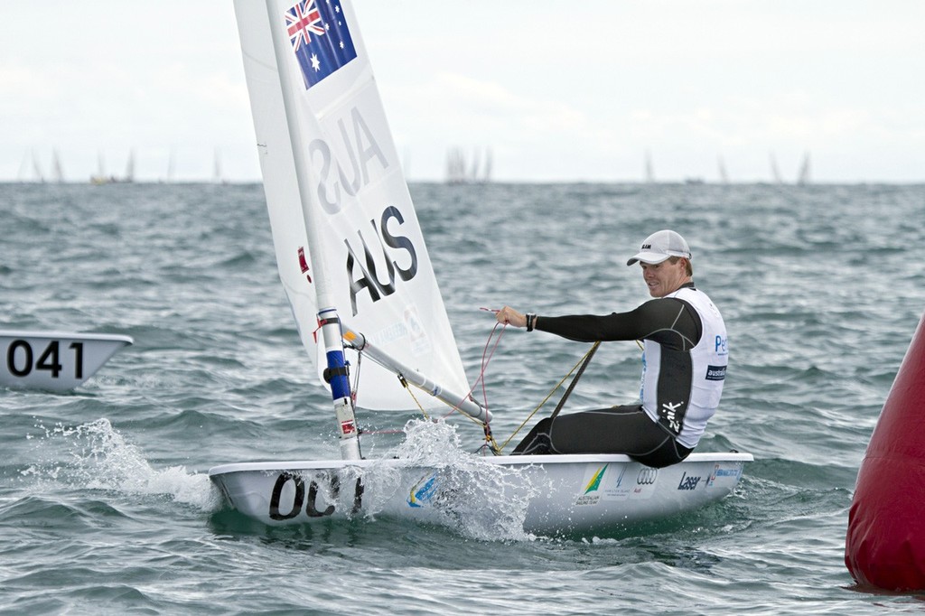 ISAF Sailing World Cup Day 11 Laser Men’s Tom Slingsby at the top mark<br />
<br />
 ©  Alex McKinnon Photography http://www.alexmckinnonphotography.com
