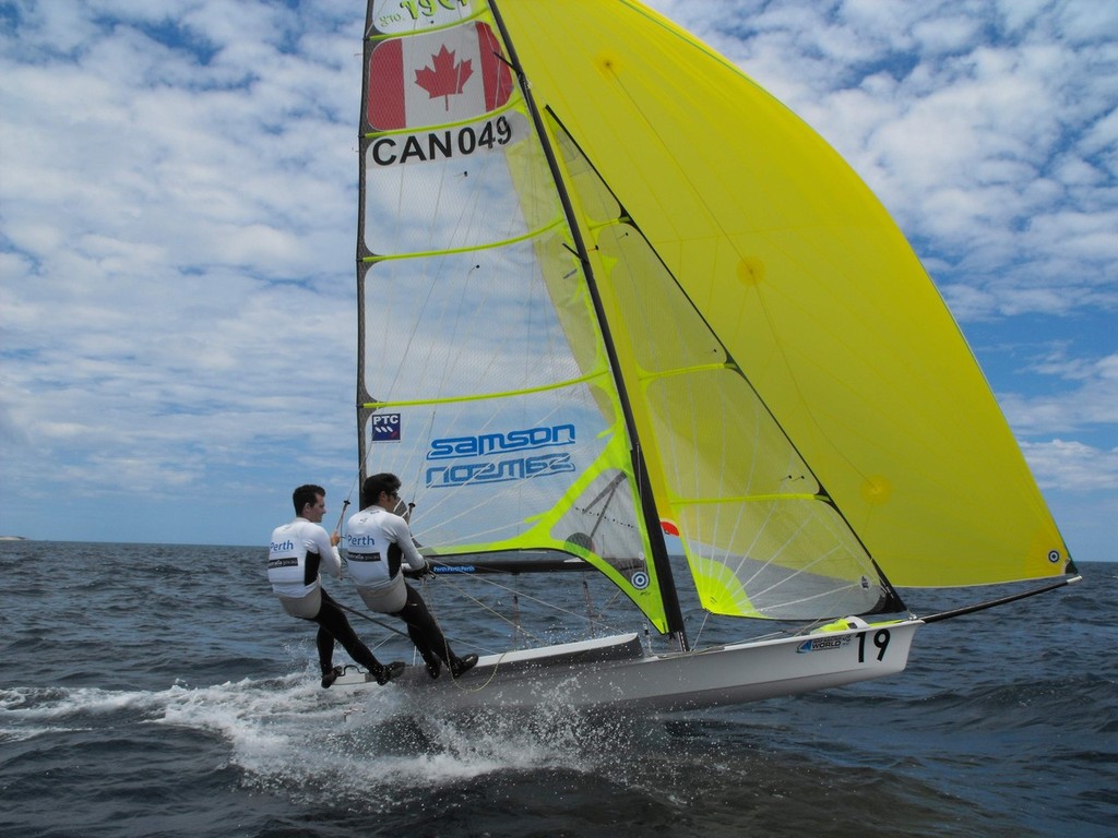 Cook/Lowden in the 49’er from before the start - ISAF Sailing World Championships Perth 2011 © John Curtis