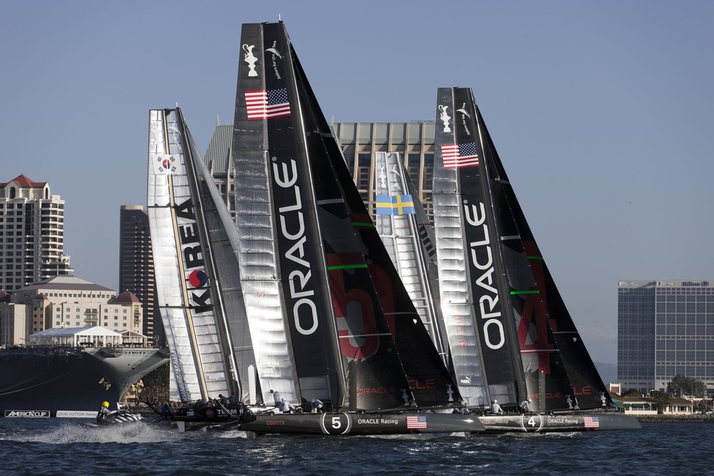 AC45's racing in the San Diego round of the America’s Cup World Series - 2011 © ACEA - Photo Gilles Martin-Raget http://photo.americascup.com/