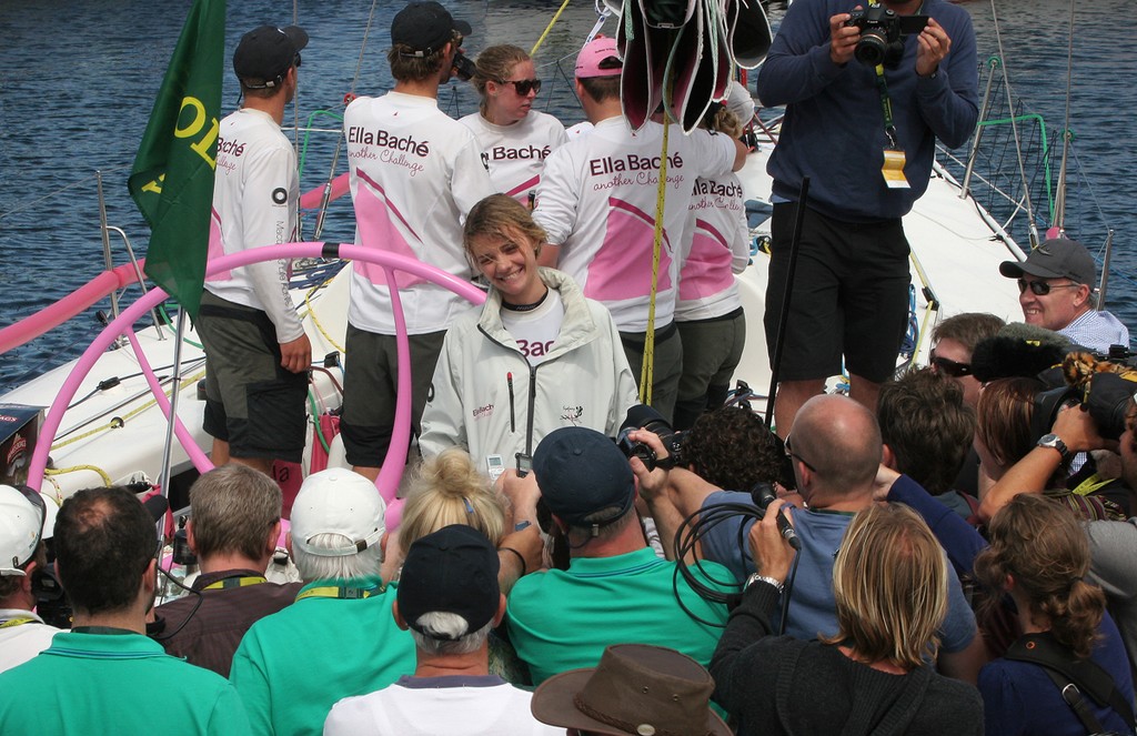 Jessica talks to the press - Rolex Sydney Hobart Yacht Race 2011 © Crosbie Lorimer http://www.crosbielorimer.com