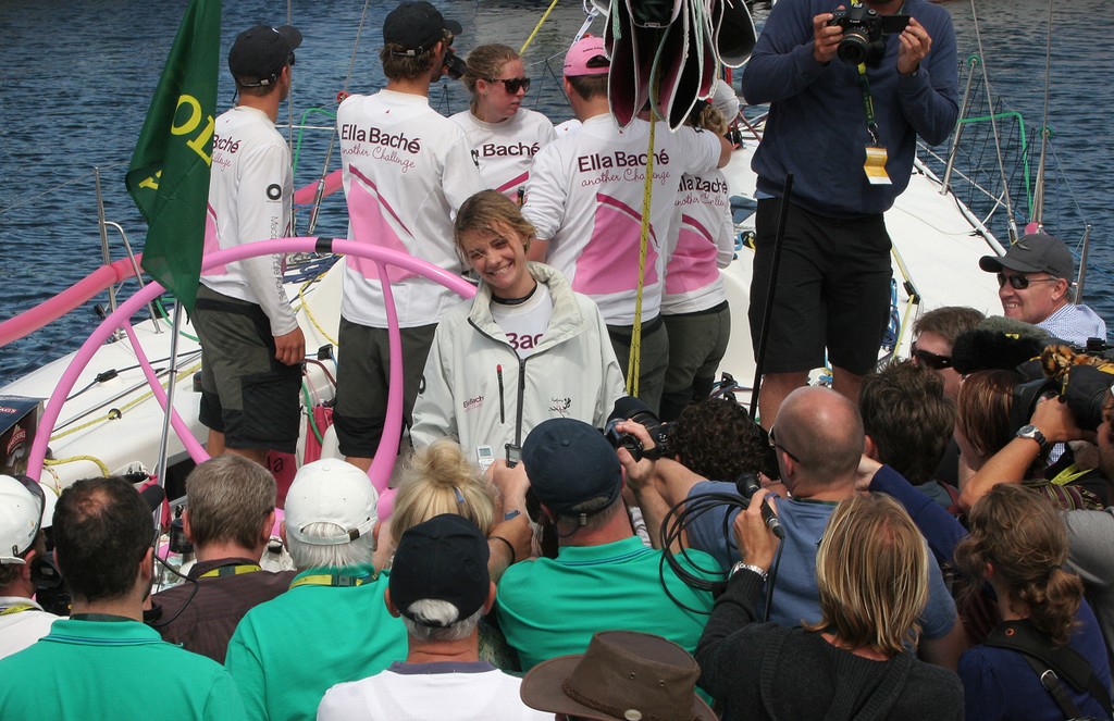 Jessica talks to the press - Rolex Sydney Hobart Yacht Race 2011 photo copyright Crosbie Lorimer http://www.crosbielorimer.com taken at  and featuring the  class