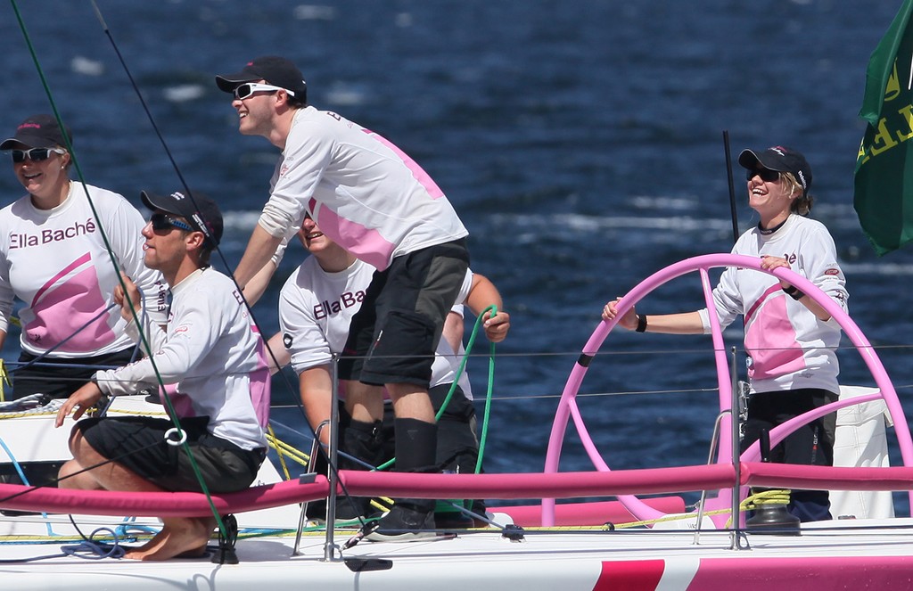 A big smile as Ella Bache crosses the line - Rolex Sydney Hobart Yacht Race 2011 photo copyright Crosbie Lorimer http://www.crosbielorimer.com taken at  and featuring the  class