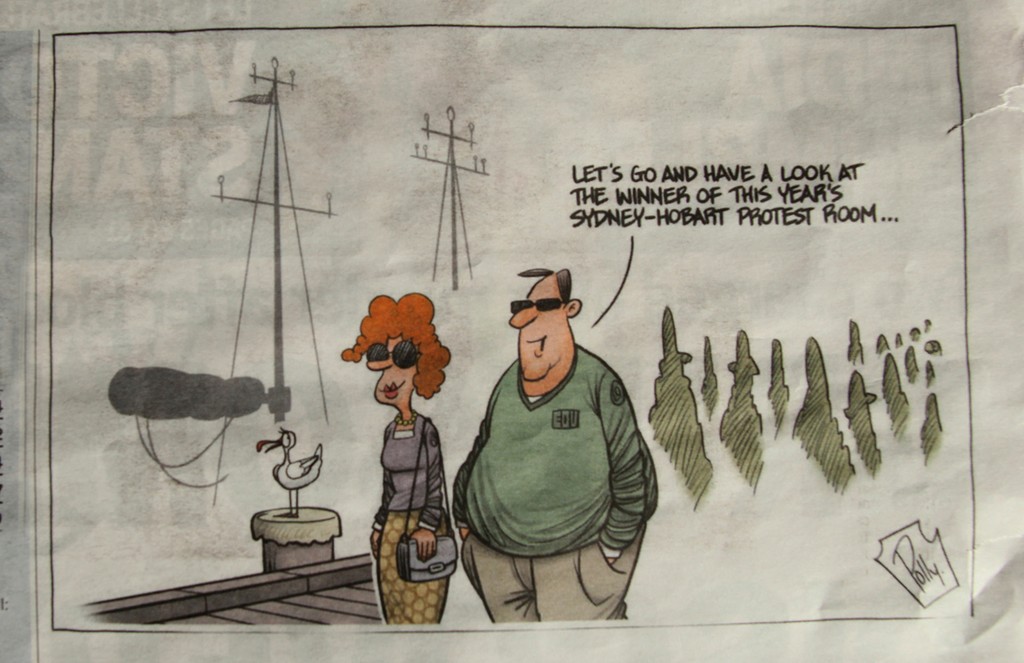 Hobart Mercury cartoon - Rolex Sydney Hobart Yacht Race 2011 photo copyright Crosbie Lorimer http://www.crosbielorimer.com taken at  and featuring the  class