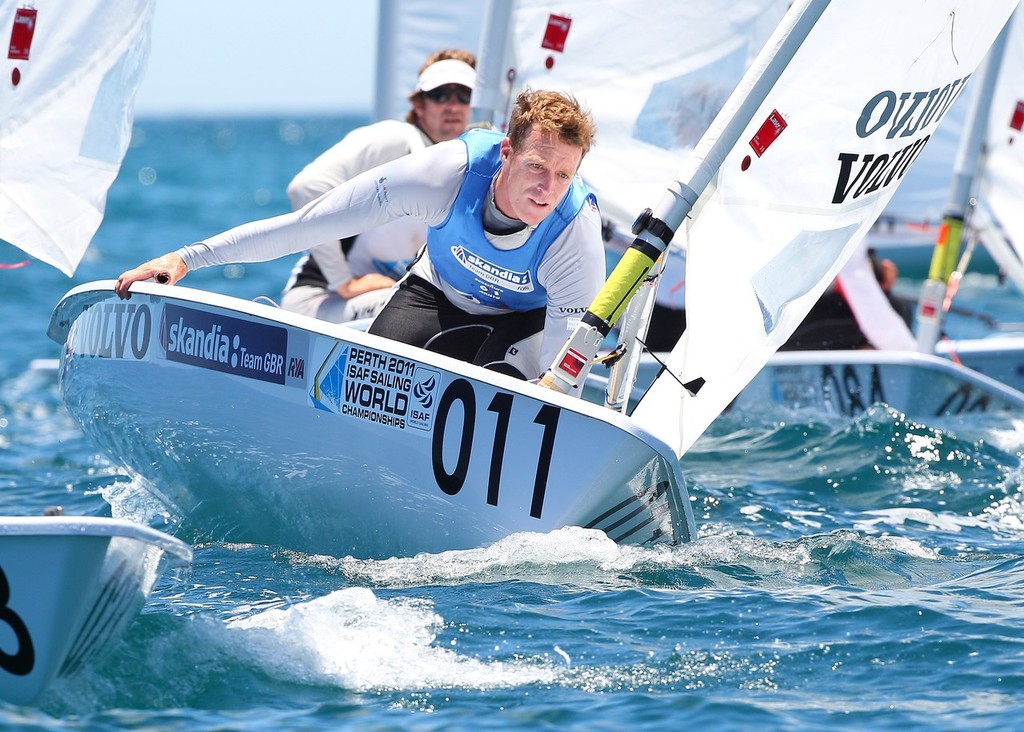 Paul Goodison of Great Britain. Laser - Men’s One Person Dinghy Gold Fleet Race - ISAF Sailing World Championships Perth 2011 © Paul Kane /Perth 2011 http://www.perth2011.com
