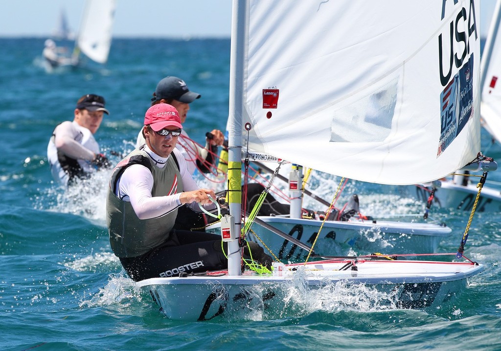 PERTH, AUSTRALIA - DECEMBER 17: Rob Crane of the USA competes on day 15 during the Laser - Men's One Person Dinghy Gold Fleet Race of the 2011 ISAF Sailing World Championships on December 17, 2011 in Perth, Australia. (Photo by Paul Kane/Perth 2011) photo copyright Paul Kane /Perth 2011 http://www.perth2011.com taken at  and featuring the  class