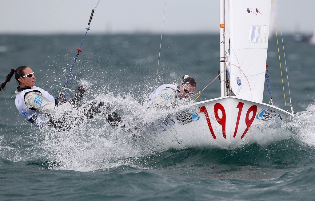 Ingrid Petitjean, Nadege Douroux, Women&rsquo;s 470 December 13, 2011 off Fremantle, Australia. &copy; Richard Langdon /Ocean Images http://www.oceanimages.co.uk