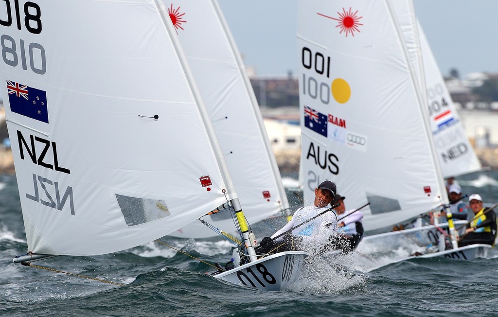 Perth, WA - December 15: Andy Maloney, Men's Laser December 15, 2011 off Fremantle, Australia. (Photo by Richard Langdon)

?Perth 2011 ISAF Sailing World Championships, 3rd-18th December 2011.?
Perth 2011 image.??For further information please contact richard@oceanimages.co.uk
+44 7850 913500
+61 478 221797??© Richard Langdon. Image copyright free for editorial use. This image may not be used for any other purpose without the express prior written permission of Richard Langdon.? - ISAF Sailing W photo copyright  Richard Langdon /Perth 2011 http://www.perth2011.com taken at  and featuring the  class