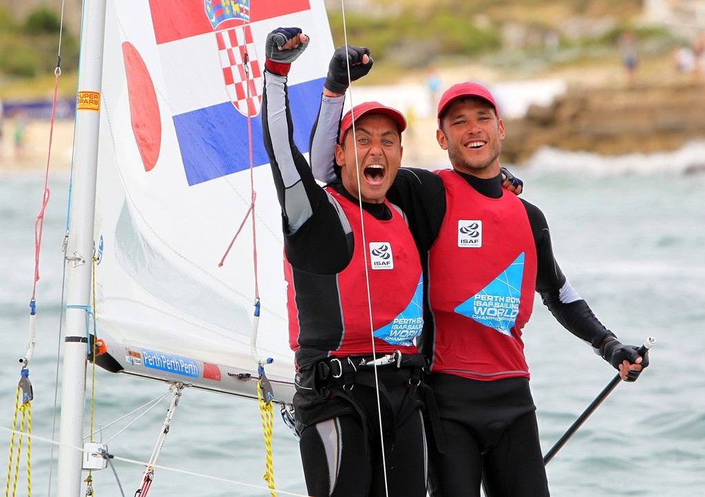 Sime Fantela, Igor Marenic, 470 Men Medal race December 11, 2011 off Fremantle, Australia. © Richard Langdon /Ocean Images http://www.oceanimages.co.uk