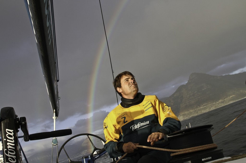Joao Signorini onboard Team Telefonica during leg 2 of the Volvo Ocean Race 2011-12, from Cape Town, South Africa to Abu Dhabi, UAE.  © Diego Fructuoso /Team Telefónica/Volvo Ocean Race http://www.volvooceanrace.com