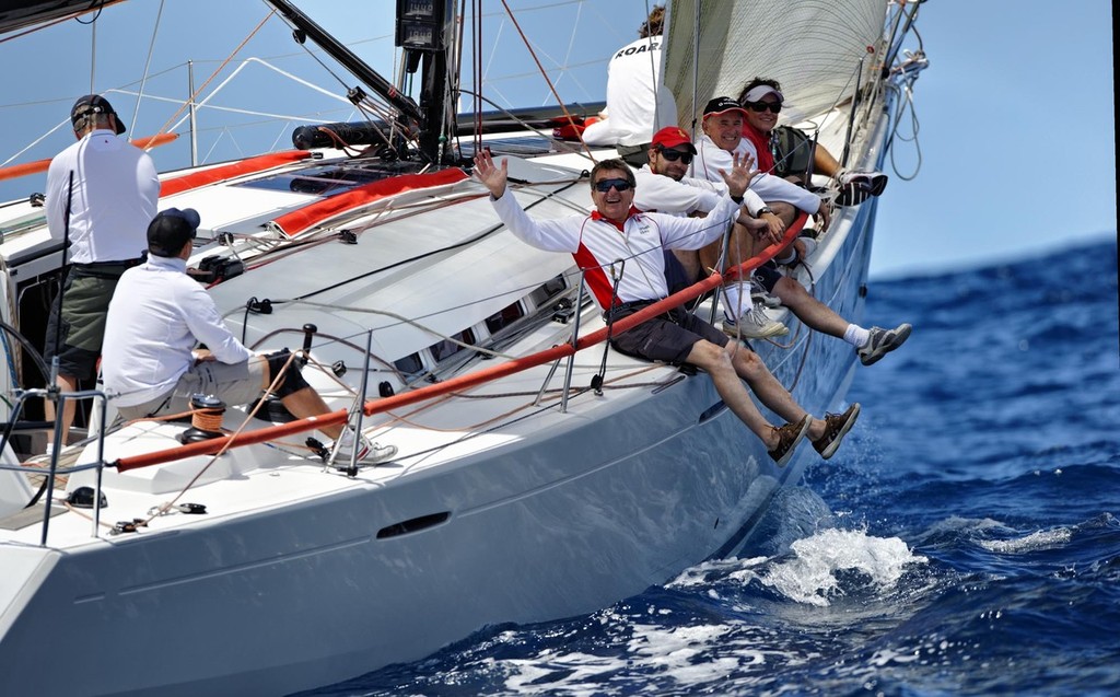 Victoire's navigator Phil Eadie waves to the spectators. Credit ROLOX-Kurt Arrigo photo copyright  Rolex/ Kurt Arrigo http://www.regattanews.com taken at  and featuring the  class