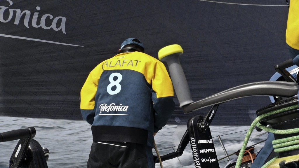 Jordi Calafat from Spain onboard Team Telefonica during leg 2 of the Volvo Ocean Race 2011-12, from Cape Town, South Africa to Abu Dhabi, UAE.  © Diego Fructuoso /Team Telefónica/Volvo Ocean Race http://www.volvooceanrace.com