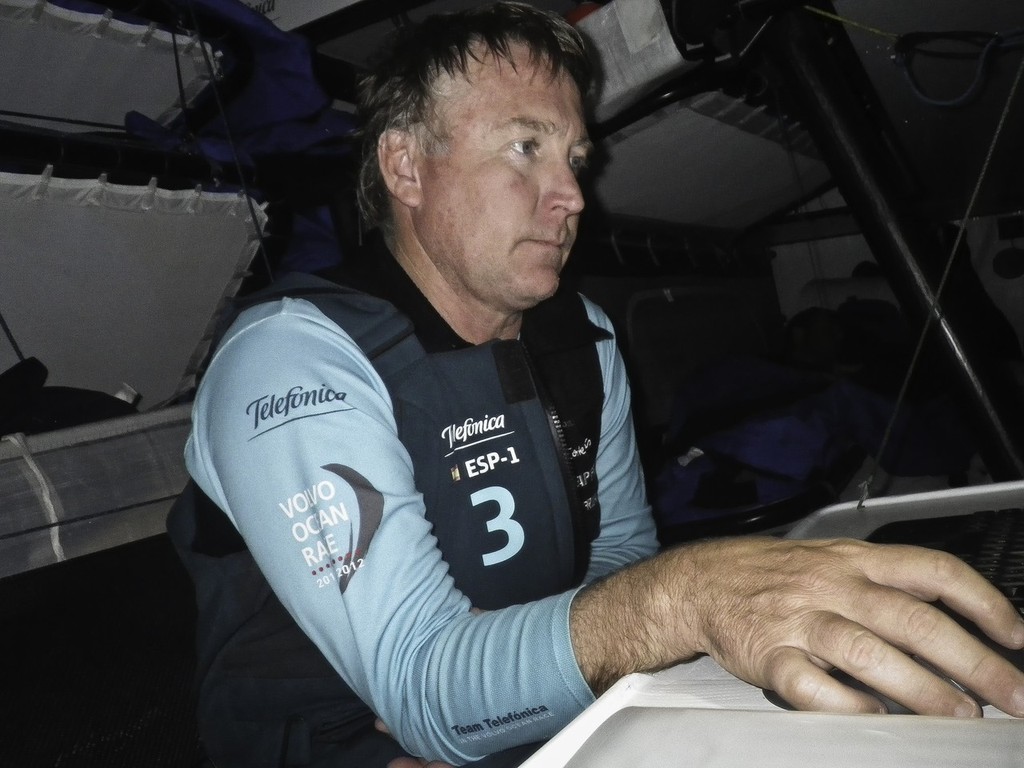 Team Telefonica during leg 2 of the Volvo Ocean Race 2011-12, from Cape Town, South Africa to Abu Dhabi, UAE.  © Diego Fructuoso /Team Telefónica/Volvo Ocean Race http://www.volvooceanrace.com