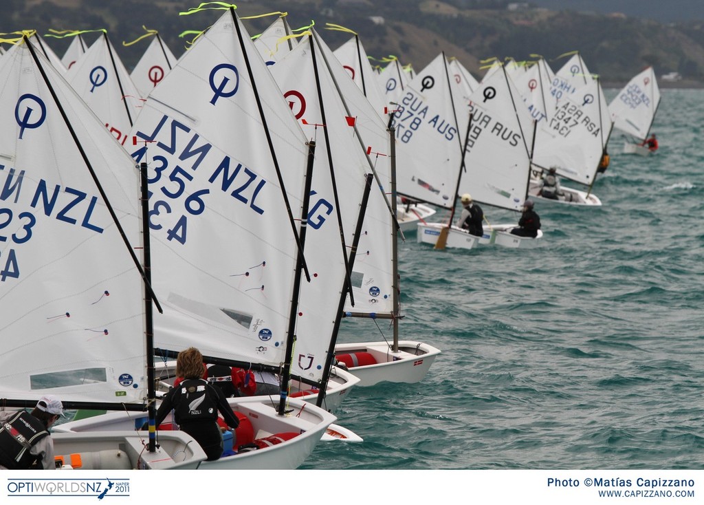 Anticipation before the starting signal - Day 2 Harken Invitational Regatta, Napier, New Zealand photo copyright Matías Capizzano/Optiworlds http://www.capizzano.com/ taken at  and featuring the  class