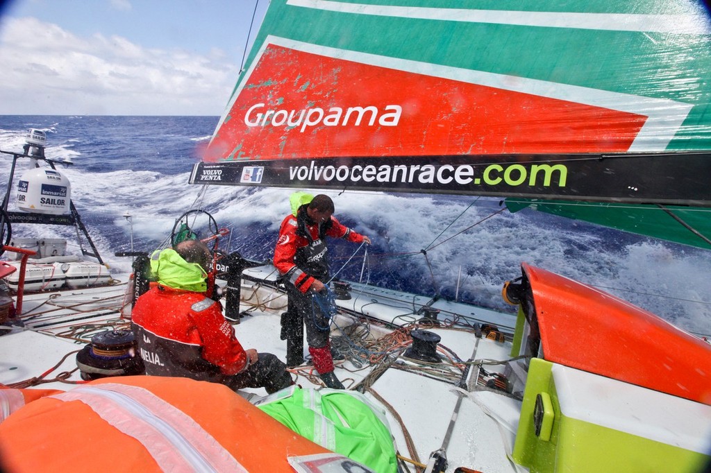 Groupama Sailing Team during leg 2 of the Volvo Ocean Race 2011-12 © Yann Riou/Groupama Sailing Team /Volvo Ocean Race http://www.cammas-groupama.com/