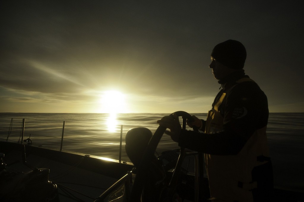 Rob Greenhalgh from GBR at the helm onboard Abu Dhabi Ocean Racing during leg 2 of the Volvo Ocean Race 2011-12, from Cape Town, South Africa to Abu Dhabi, UAE. (Credit: Nick Dana/Abu Dhabi Ocean Racing/Volvo Ocean Race) © Nick Dana/Abu Dhabi Ocean Racing /Volvo Ocean Race http://www.volvooceanrace.org