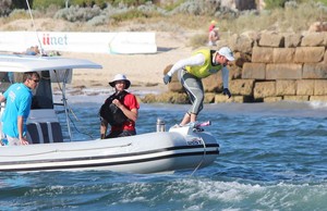 Not content with having the British Finn nomination for the 2012 Olympics, Ben Ainslie prepares to impress the Swimming selectors, Fremantle - ISAF World Sailing Championships photo copyright Robert Deaves/Finn Class http://www.finnclass.org taken at  and featuring the  class
