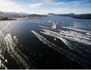 Investec Loyal on approach to the finish line - Rolex Sydney Hobart 2011 photo copyright  Rolex/Daniel Forster http://www.regattanews.com taken at  and featuring the  class