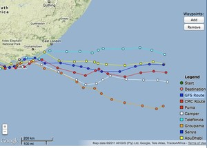 Fleet location, Day 4, Volvo Ocean Race, Leg 2 photo copyright PredictWind.com www.predictwind.com taken at  and featuring the  class