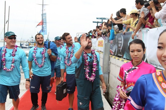 Leg 3 finish Volvo Ocean Race, Sanya, China © Ian Roman/Volvo Ocean Race http://www.volvooceanrace.com