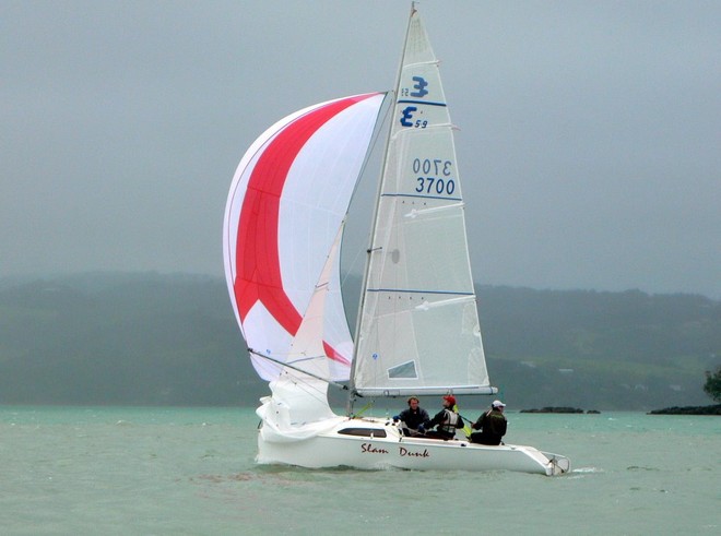 Slam Dunk with Cam Horne, Brett Elliott and Nick Bastow won the 2012 Elliott 5.9 National Championships run by Onerahi Yacht Club - Elliott 5.9 National Champions © Rob Gill
