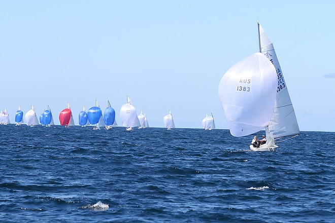 Etchells World Championship Sydney Australia 2012.   John Bertrand winning race seven on day 5. © Ingrid Abery http://www.ingridabery.com