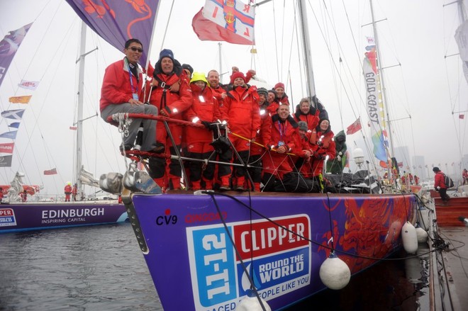 Qingdao crew in China ahead of Race 9 start to Oakland, San Francisco Bay &copy; onEdition http://www.onEdition.com
