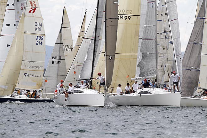 Division 2 fleet line up for a start. - Club Marine Series 2012, Melbourne, Australia © Teri Dodds http://www.teridodds.com