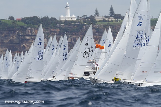 Etchells World Championship Sydney Australia 2012. Fleet start on Macquarie Circle. &copy; Ingrid Abery http://www.ingridabery.com