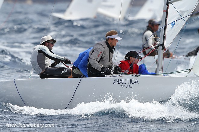 Etchells World Championship Sydney Australia 2012.  Murray Gordon helming Boat X around the windward mark. &copy; Ingrid Abery http://www.ingridabery.com