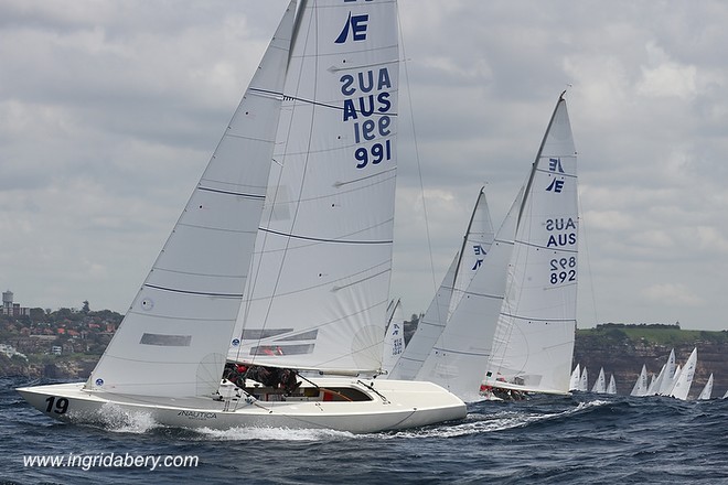 Etchells World Championship Sydney Australia 2012. Jake Gunther (991) heads off the start line on Macquarie Circle &copy; Ingrid Abery http://www.ingridabery.com