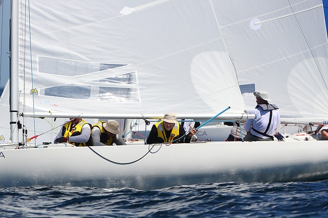 Etchells World Championship Sydney Australia 2012.  Jud Smith tacking.<br />
 © Ingrid Abery http://www.ingridabery.com