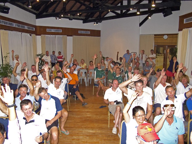 Mount Gay Rum 2012 Neptune Regatta. Skippers’ Briefing. Hands up everyone who’s been here before... © Guy Nowell/ Mt Gay Rum Neptune Regatta