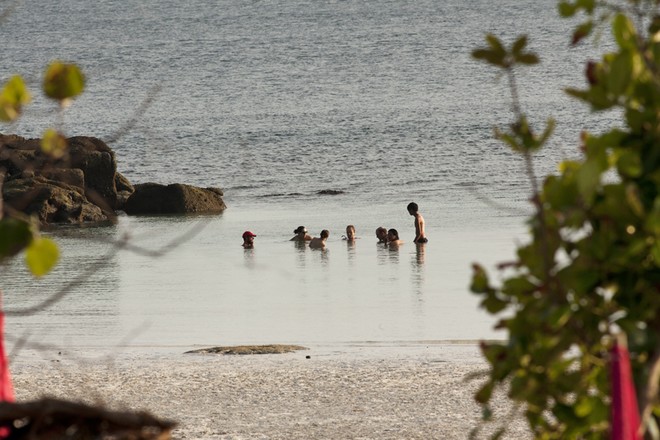 Mount Gay Rum 2012 Neptune Regatta. Cooling off after a long day’s sailing. © Guy Nowell/ Mt Gay Rum Neptune Regatta