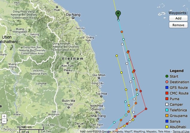 The fleet are reasonably tightly grouped with about 130-150nm left to sail to the finish © PredictWind.com www.predictwind.com