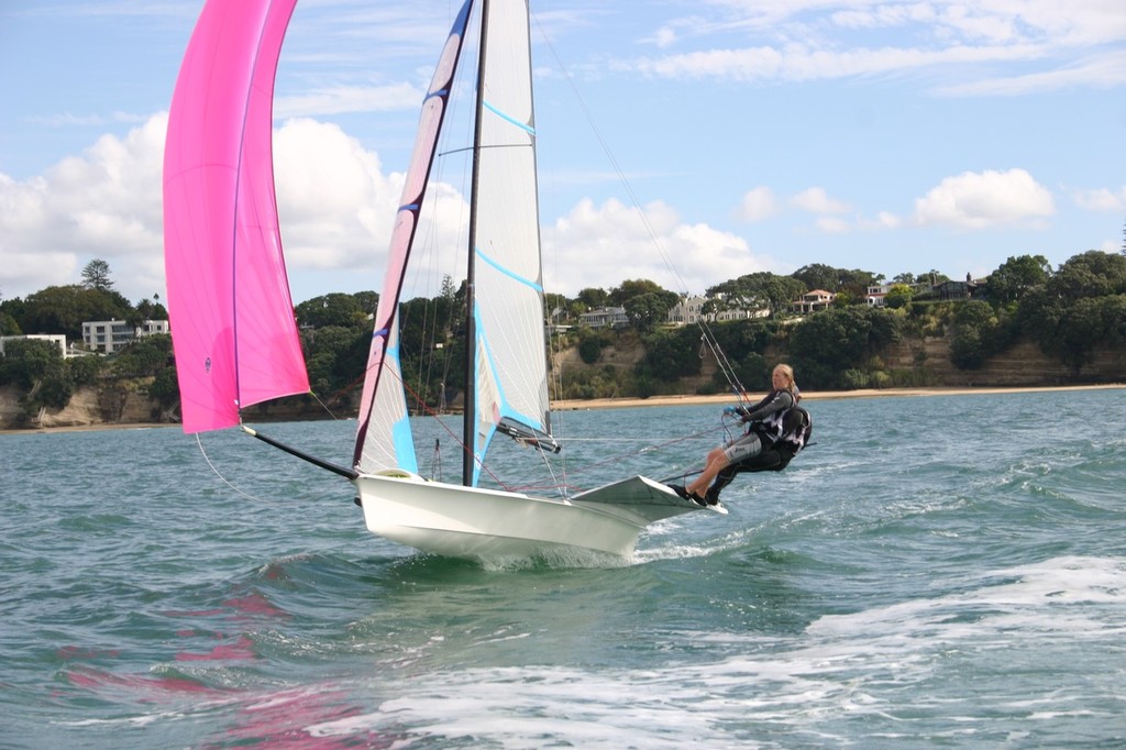 The FX is put through her paces off Takapuna ahead of the Womens Skiff trials in Santander, Spain in March 2012 photo copyright Dave Mackay http://www.mackayboats.com taken at  and featuring the  class