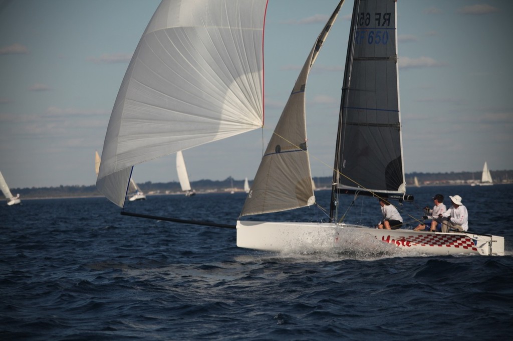 Peter Chalmer's Shaw 650 took off in a snappy southerly late in the race. photo copyright Bernie Kaaks taken at  and featuring the  class