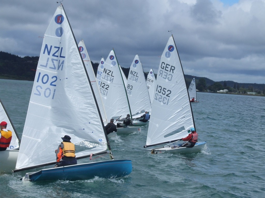 Lineup at the start - 2012 Europe Dinghy Global Veteran Cup © Andy Greager