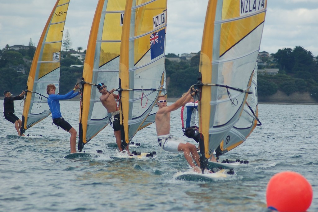 Men’s Start led away by Carl Evans - Bic Techno Oceanias and RS:X Nationals © Brian Haybittle