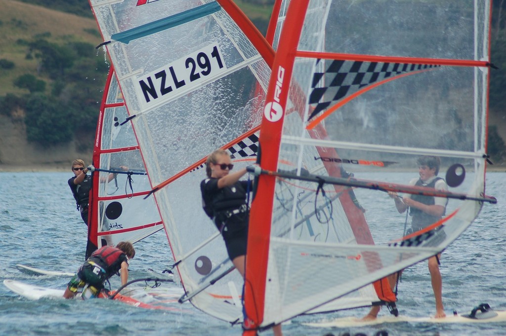 Still Carnage at start including Alex Hart..... - Bic Techno Oceanias and RS:X Nationals © Brian Haybittle